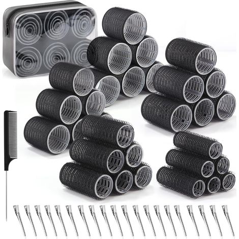 52 Pièces Bigoudis Cheveux Set,30 Rouleaux Cheveux Chauffant Heatless Curling avec 5 Tailles 60mm 48mm 36mm 25mm 15mm avec 20 Pinces à Cheveux et 1 Peigne pour Tous Les Cheveux Courts,Moyens Ou Longs (1/5)