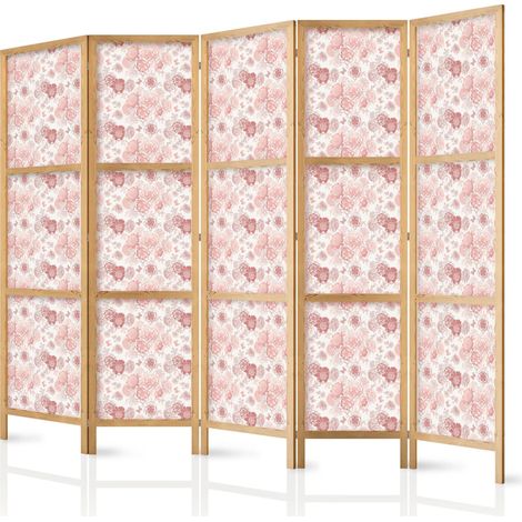Japanischer Paravent artgeist Blumenmuster weiß 225x172 cm
