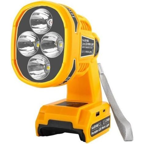 Cordless LED Work Light for Dewalt 18V 20V Max Battery 1120LM LED Outdoor Spotlight Flashlight with Red&White 4 Modes, Pivoting Head for Jobsite, Handheld Spot Light for Outdoor(No Battery) (1/5)