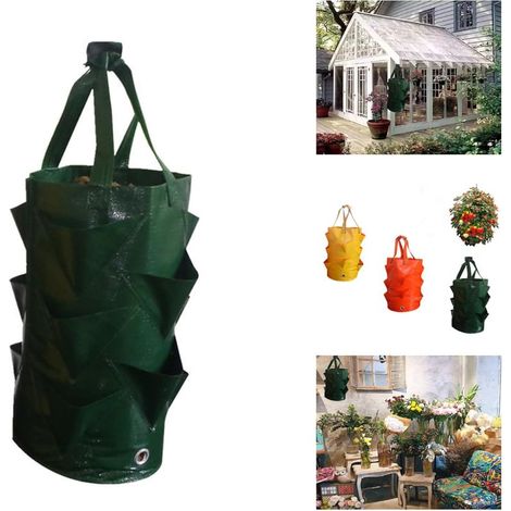 Sac De Culture Suspendu - 16 Orifices - En Polyéthylène - Pour Fraises Et Légumes - Idéal Balcon Jardin Terrasse - 1 Pièce (1/5)