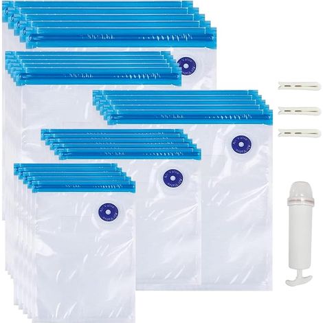 Reusable Food Vacuum Bags Vacuum Bag Manual Pump Sealing Clips 5 Sizes (1/4)