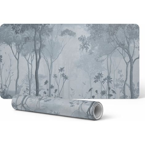 Alfombrilla protectora para escritorio/mesa con dise帽o de paisaje de bosque y niebla, 90x45 cm. (1/5)