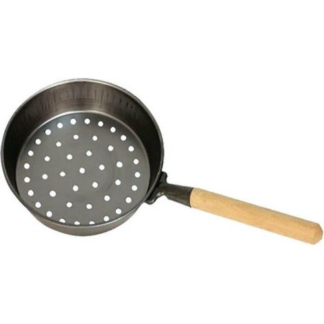 PADELLA FORATA IN FERRO CALDARROSTE CASTAGNE CON MANICO LEGNO D. 30 CM (01569)