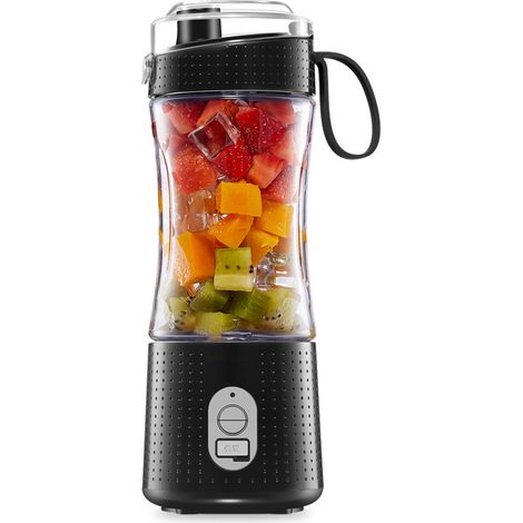 Wiederaufladbarer tragbarer Smoothie-Mixer mit USB-Anschluss – Schwarzer Frucht- und Gemüsesaftmixer – Persönlicher tragbarer Mixer für Shakes und Getränke (1/5)