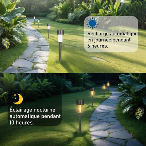 Hqynss Lampes Solaires Extérieur Jardin, Lot de 12, IP65 Étanche, Éclairage Solaire pour Allée, Balcon, Terrasse, Pelouse, Jardin (Blanc Chaud) (1/4)