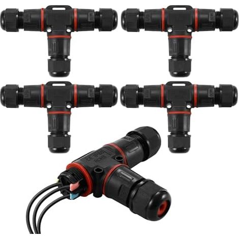 Lot de 4 Boîte de Jonction IP68,Connecteur de câble à 3 broches pour câble de terre de 3 à 12 mm de diamètre,Boîtes de jonction d'extérieur,Pour utilisation dans les jardins et les câbles souterrains (1/5)