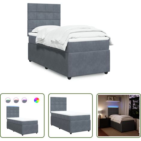 vidaXL Taschenfedernkern - Boxspringbett mit Matratze Dunkelgrau 90x200 cm Samt (1/5)