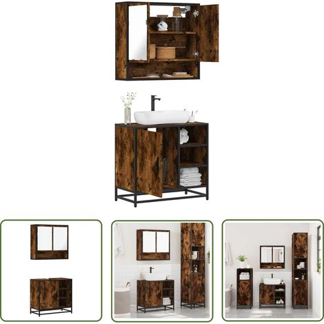 vidaXL 2-tlg. Badmöbel-Set Räuchereiche Holzwerkstoff (1/5)