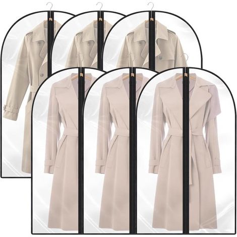 6 fundas para ropa，fundas colgantes antipolvo，fundas transparentes con cremallera，protección para camisas，etc. (60 x 120 cm，negro) (1/5)