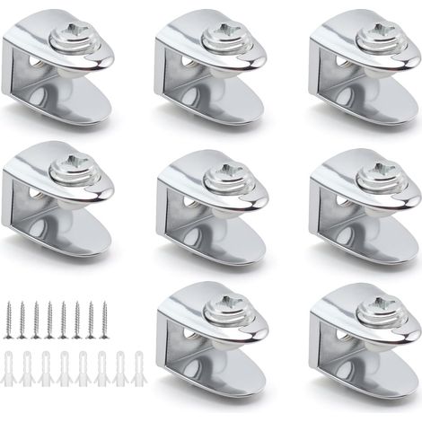 8 Pièces Support Etagere Verre Petit Conique, Alliage de Zinc Pince de Fixation pour Verre, Muraux Pinces à Verre, Réglable Clips de Fixation pour Vitre, pour Panneaux de 5-10 mm D'épaisseur (1/5)