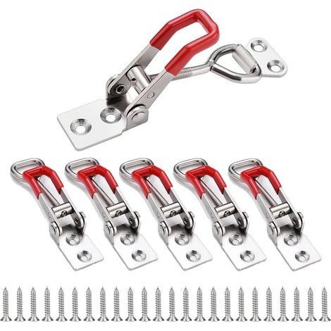 6 PièCes Loquet à Bascule, GH-4001 Fermeture à Levier RéGlable, Loquet De Serrage, Sauterelle de Serrage,Pour Coiffeuses, Armoires, Tiroirs, Portes Et FenêTres - Charge Maximale 150 Kg (1/5)