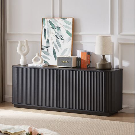 Credenza mobile TV con 4 ante in MDF nero 162,5 cm OKMYHOME (1/5)