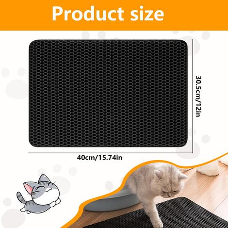 Tapis de Litière pour Chat Double Couche Imperméable Tapis Trappeur de Litière Nid d'Abeille pour Boîte à Litière Propre
