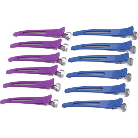 12pcs Pinces à Cheveux Canard pour Coiffure, Clips de Sectionnement Professionnels Bleu & Violet, Accessoires de Salon de Coiffure, Lot de 12 (1/5)