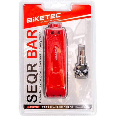 Antivol de levier de frein/accélérateur BIKETEC SEQR pour diamètre de 28 à 38 mm, 3 clés incluses (1/2)
