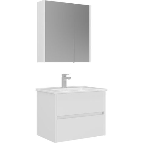 Waschtisch-Set mit Spiegel (2-teilig) "Arno 65" – 65 x 45 x 52 cm – Weiß (1/3)