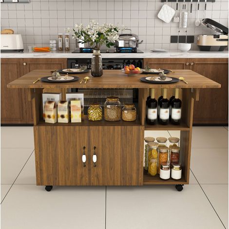 Tavolo da pranzo pieghevole con ruote e vano portaoggetti 110 x 70 cm HAVRYA (1/5)