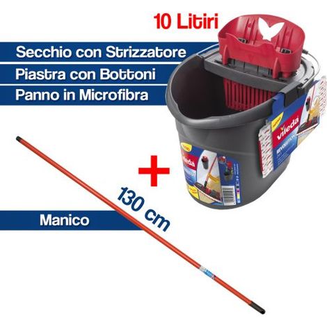 SUPERMOCIO REVOLUTION VILEDA PANNO RICAMBIO / SECCHIO STRIZZATORE 51405V CON MANICO (51404 + 30795) (1/5)