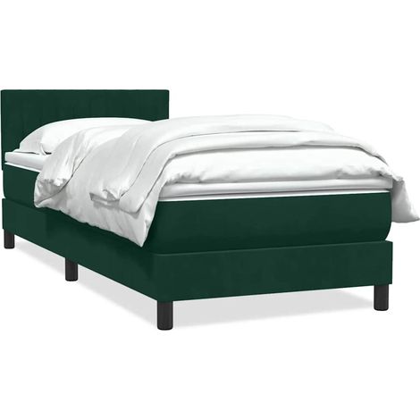 Boxspringbett mit Matratze Dunkelgrün 80x220 cm Samt