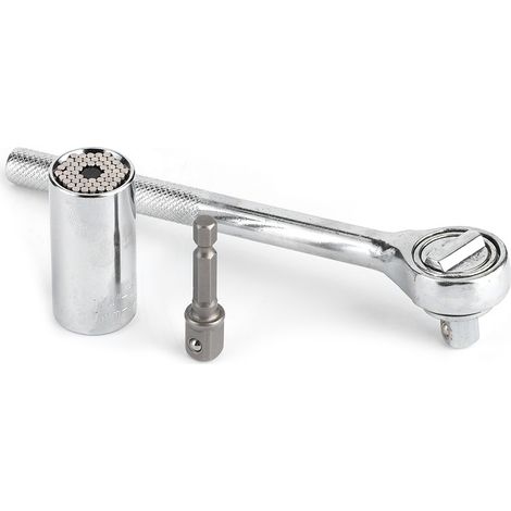 7mm-19mm Clé à cliquet multifonction, douille universelle pour écrous, kit d'outils pour perceuse électrique (1/5)