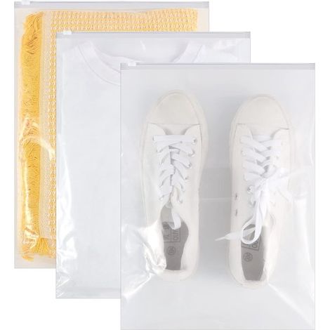 Housses à vêtements refermables avec fermeture éclair - 40 x 30 cm - Sacs de voyage transparents pour vêtements et chaussures - Organisateurs de bagages étanches - Sacs à fermeture éclair dépolis - Lo (1/5)