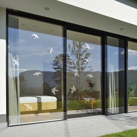 Anti-Collision Stickers for Bay Windows – Prevent Bird Bumps or People Bumping on Windows – Sandblasted (1/4)