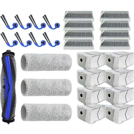 28-teiliges Set für Ecovacs Deebot X9 Pro Omni/X9 Pro Staubsauger: Ersatzteile, Hauptbürste, HEPA-Filter, Reinigungstuch und Staubbeutel.