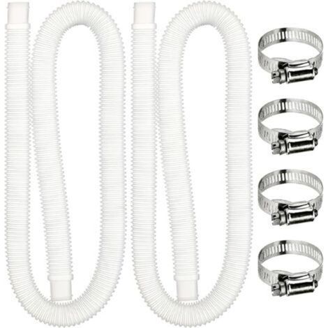 Tuyau de rechange pour filtre de piscine, 1,5 m avec 4 colliers de serrage métalliques, pour piscines hors sol, lot de 2 (transparent)