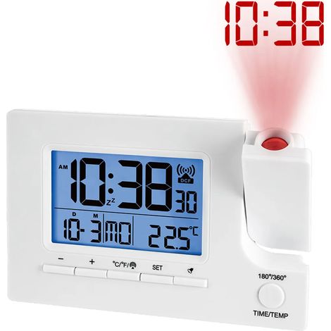 Radio-réveil à projection, USB, 2 alarmes, affichage de la température et de la date - 4-MV1022-3 (1/2)