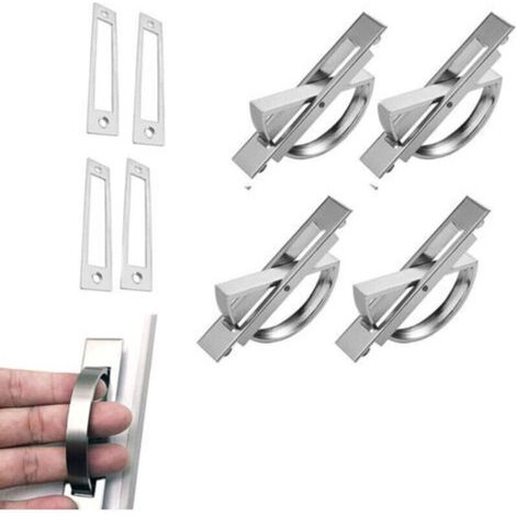 4pcs 180 °rotative à Poignée de Porte Encastrée Poignée dissimulée Tatami Poignées Cachées en Alliage de Zinc pour tiroirs, armoires, coiffeuses, etc - Poignées de Tiroir Brossé Moderne
