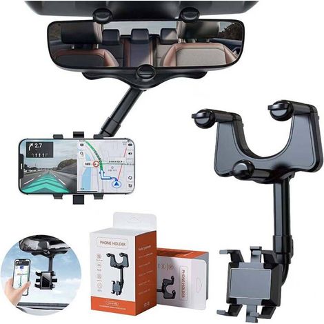 Support de rétroviseur de voiture à 360 degrés, compatible avec la plupart des téléphones portables rotatifs. (1/5)
