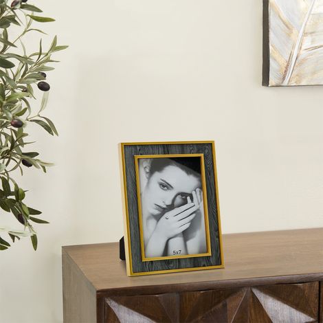 Grey Wood Photo Frame with Gold Trim (1/5)