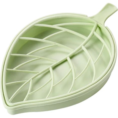 Forme de feuille éponge porte-vidange support de rangement salle de bain boîte à savon plateau conteneur portable double couche douche porte-savon porte-assiette 02 vert (1/3)