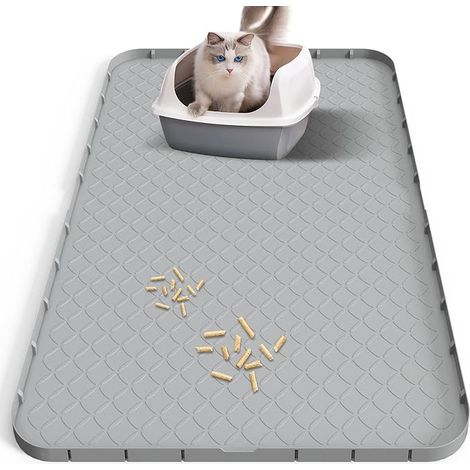 Silicone Litter Mat 88 × 22 in - Waterproof, Non Slip - Grey Litter Mat, Suitable for Cat Paws, for Cat Bowl and Cat Litter Box (1/5)
