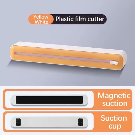 Distributeur De Film Alimentaire - Coupeur Réglable Avec Ventouses Et Aimants - Compatible Film Étirable Feuille D'aluminium Papier Cuisson - 36 x 7 x 5 cm - 1 Pièce (1/3)