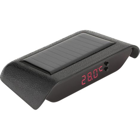 Horloge solaire portable à LED lumineuse, horloge numérique pour véhicule, voiture, camion, accessoire de décoration rouge (1/5)