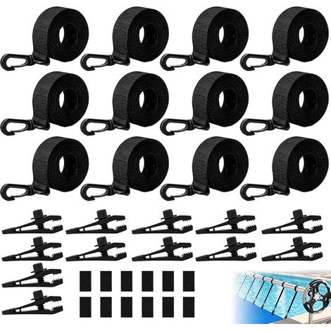Swimming Pool Reel 12 Pack Clips and Clips Pool Film Retaining Straps for Mobile Winding System for Pool Tarps Covers (1/5)