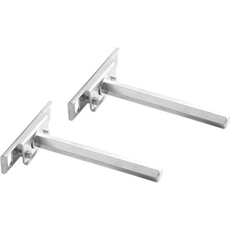 Lot de 2 supports d'étagère cachés - Support mural stable - Fixation murale invisible - Charge lourde - Vis réglable (galvanisé, 100 mm) (1/5)