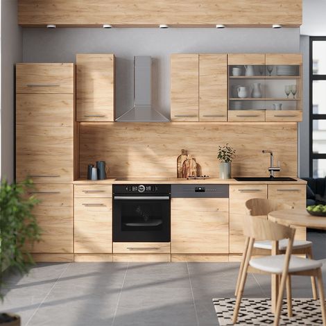 Cuisine Fame-Line, Chêne de force doré, 300cm , PT Chêne, Vicco