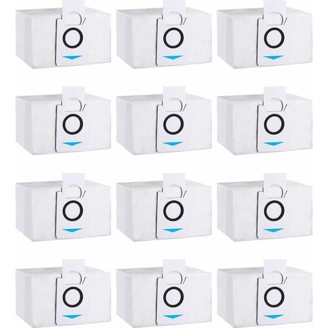 Paquete de 12 bolsas para aspiradora, accesorios compatibles con Ecovacs Deebot X1 Omni, X1 e Omni, X1 TURBO, T20 Omni, bolsas de repuesto para aspiradora Ecovacs Deebot. (1/5)
