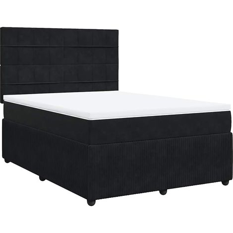 Maison Exclusive - Sommier à lattes de lit et matelas Noir 160x200 cm Velours