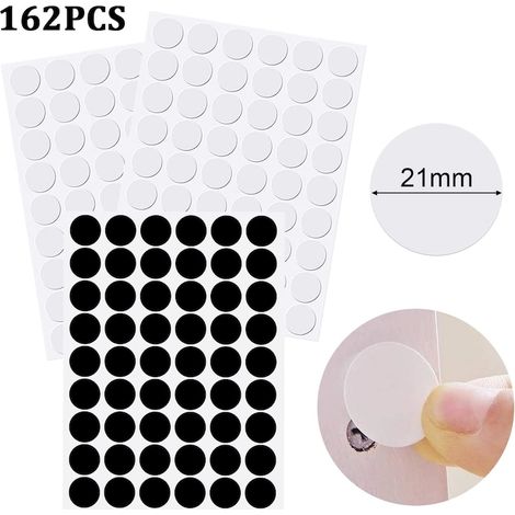 Lot de 3 planches d'autocollants pour masquer les trous de vis, PVC, 21 mm, 2 couleurs (1/4)