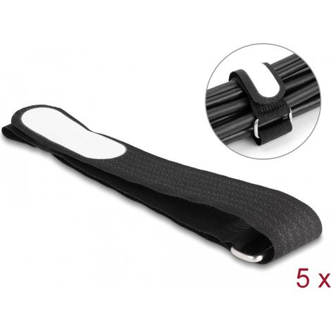 Delock Brida autoadherente con lazo y grifo de etiqueta LA 457 x AN 25 mm negro 5 piezas