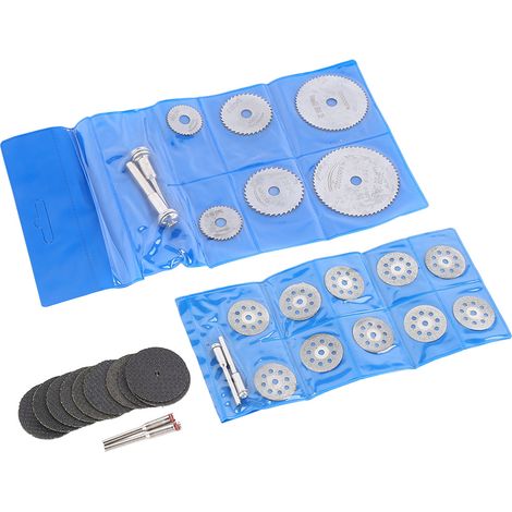 32-teiliges Set aus Kreissägeblättern, Trennscheiben und Schleifscheiben aus HSS-Stahl für Metall und Holz (1/5)