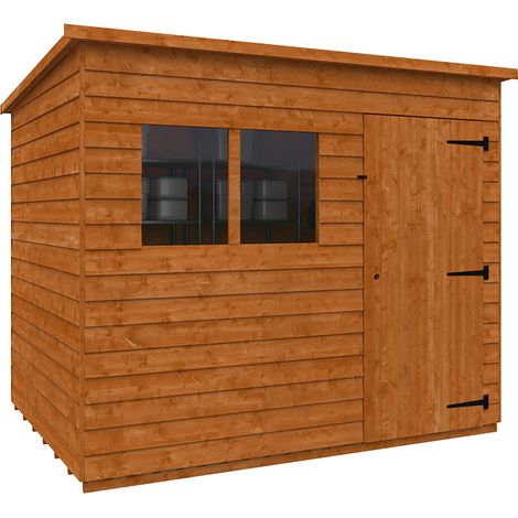 8 x 6 Feet Budget Pent 9mm Shed - Solid Wood/Softwood/Pine - L235 x W175 x H204.1 cm - Burnt Orange