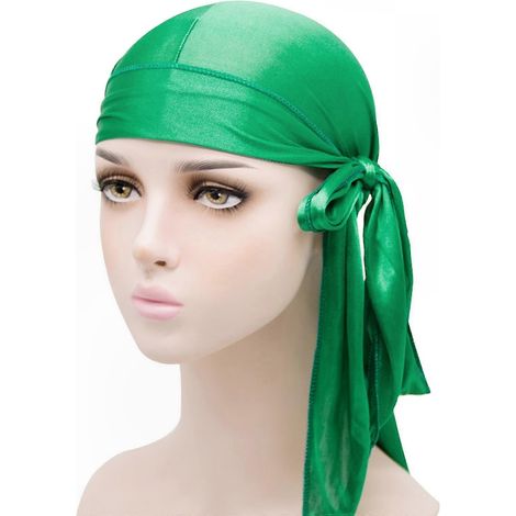 Langer, elastischer Durag mit langem Ende, weiche und seidige Kopfbedeckung für Damen und Herren, Wickeltuch, vielseitiges Haaraccessoire, Einheitsgröße. (1/5)