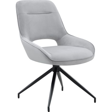 Pack de 2 sillas de comedor giratorias 360° en terciopelo gris claro, metal negro (1/5)