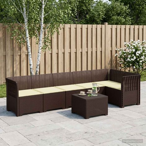 vidaXL Sofá de Jardín para 6 Personas con Cojines Estilo Rattan PP (1/5)