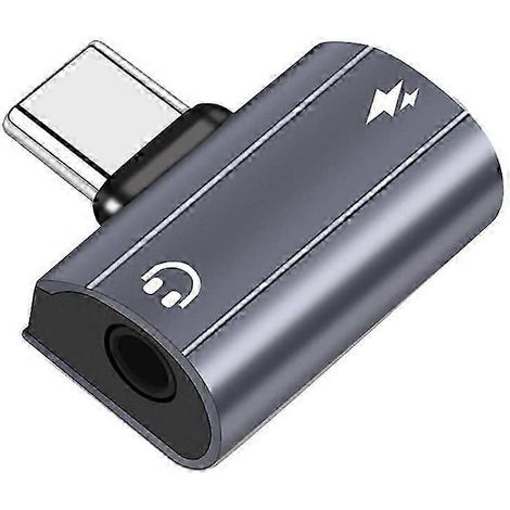 Adaptateur convertisseur casque 2 en 1, USB-C vers prise jack 3,5 mm et chargeur avec charge rapide PD 60 W, compatible avec les Samsung S22 et S21.WHBYV (1/4)