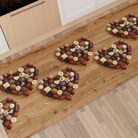 PETTI Artigiani Italiani - Tappeto Cucina Passatoia Cucina Antiscivolo e Lavabile 52x80 cm Disegno Cioccolato 100% Made in Italy (1/4)